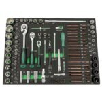 1/4" + 3/8" + 1/2" Galvučių rinkinys 122vnt. Padėklas