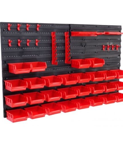 Įrankių stendas PVC (pakabinamas) su dėžutėmis ir laikikliais 46vnt.