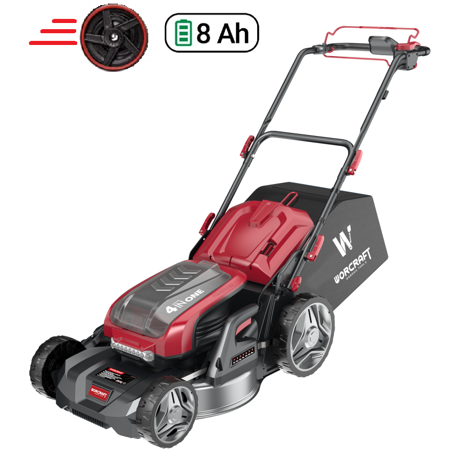 Akumuliatorinė vejapjovė savaeigė WORCRAFT su 8.0Ah akumuliatoriais 40V (20V/4vnt)
