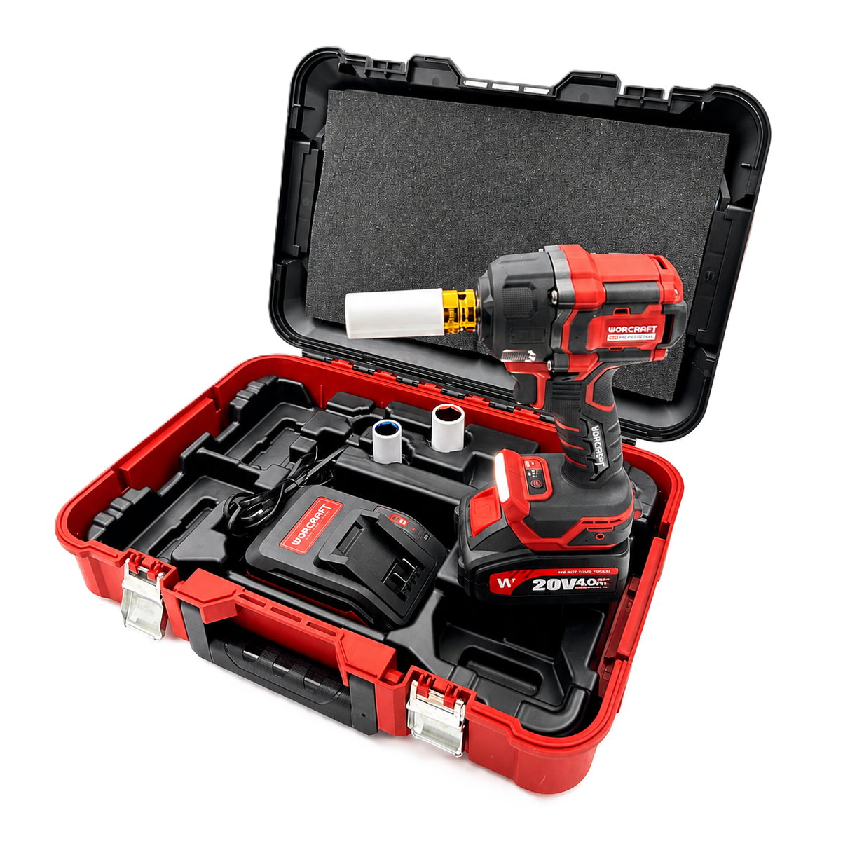 Akumuliatorinis smūginis veržliasukis 1/2'' 750Nm WORCRAFT 20V LI-ION (plastikinė dėžė) Šią prekę galima įsigyti be akumuliatoriaus ir (arba) įkroviklio